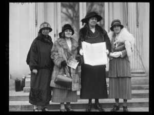 Welsh Women's Peace Petition of 1924 being presented in Washington