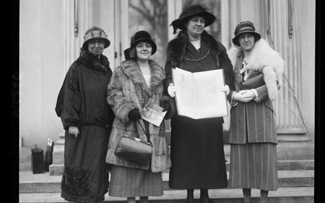 Welsh Women's Peace Petition of 1924 being presented in Washington